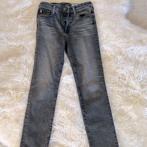AG Adriano Goldschmied Isabelle High Rise Straight Crop Jean 26 black/gray